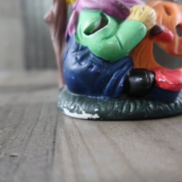 Halloween Ceramic Tealight Candle Holder Little Boy Carving Pumpkin JackOLantern - Picture 2 of 8